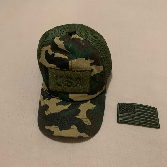 Camouflage American Flag Patch Hat - Picture 5 of 9
